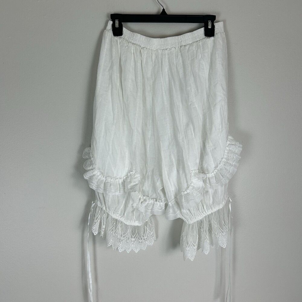 Bow Lace Bloomer Pants XL Cottagecore Victorian Coquette White Crop Renaissance - Picture 3 of 3